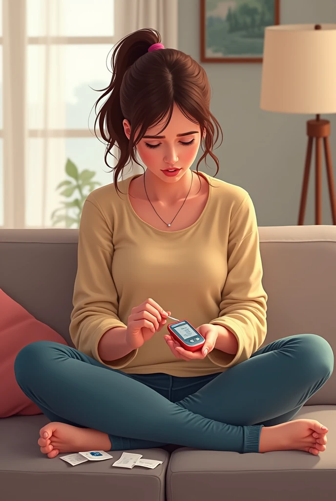 image of a woman checking her blood sugar