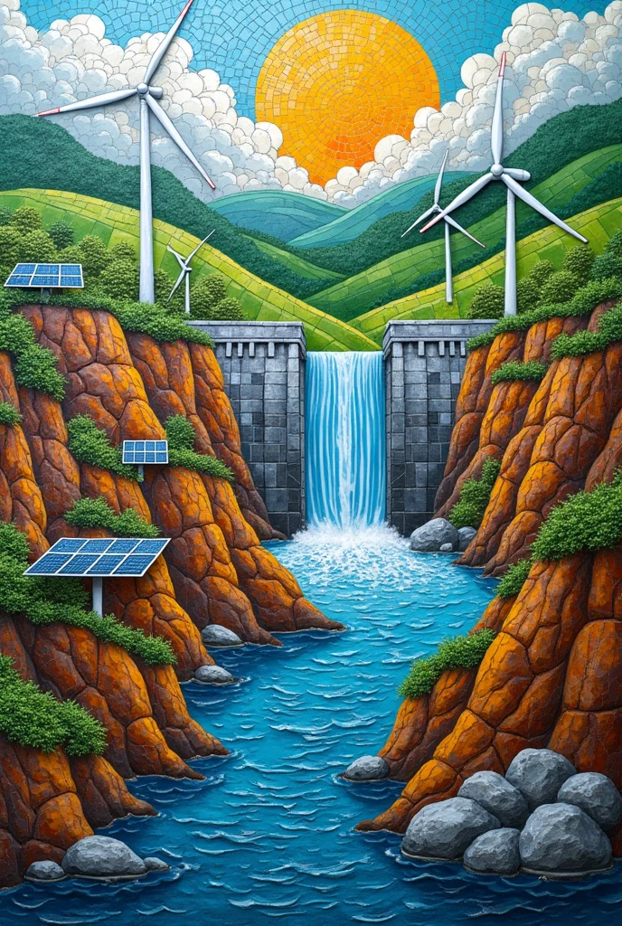 create a mosaic with existing sustainable energy sources