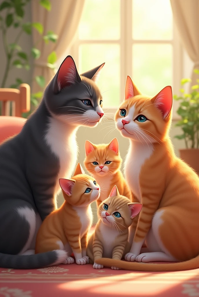 une famille de chat de 4 