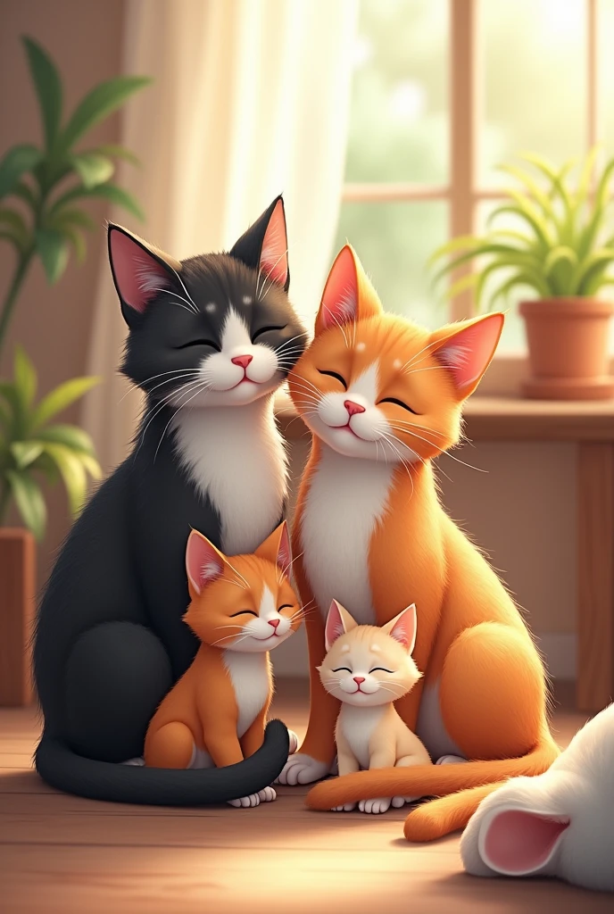 une famille de chat de 4