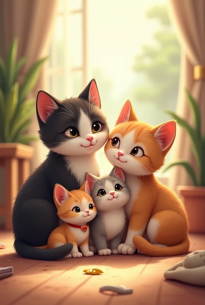 une famille de chat de 4