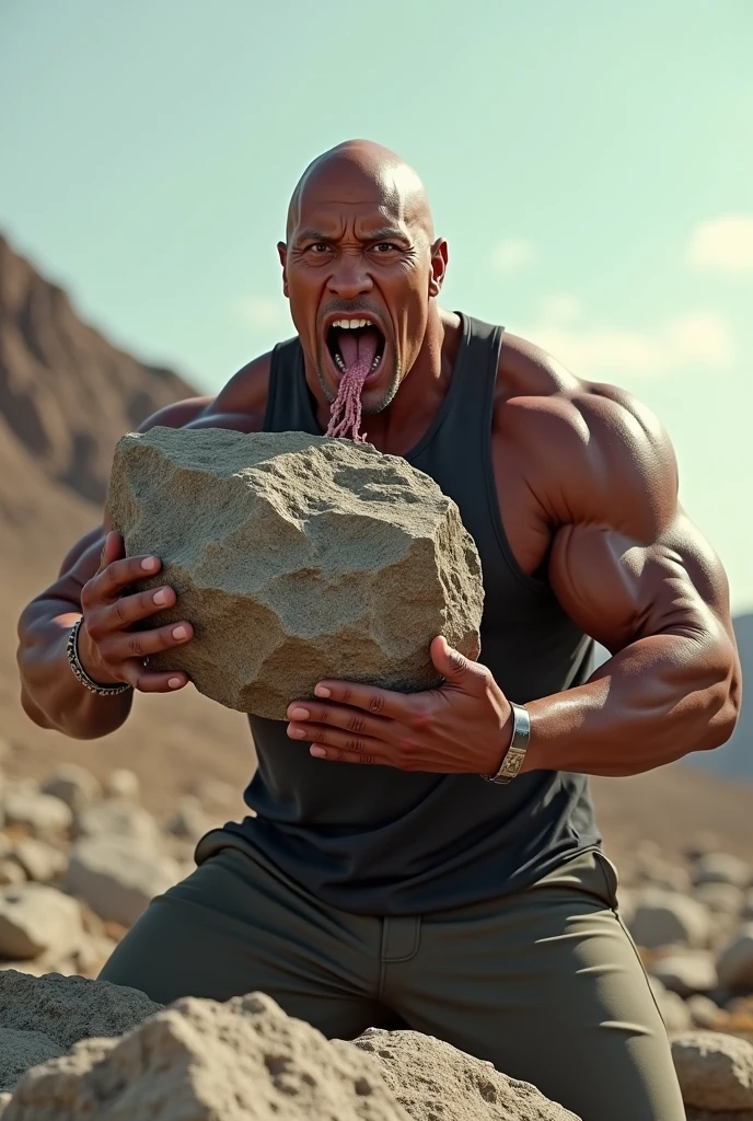 Make the actor the rock eat a rock