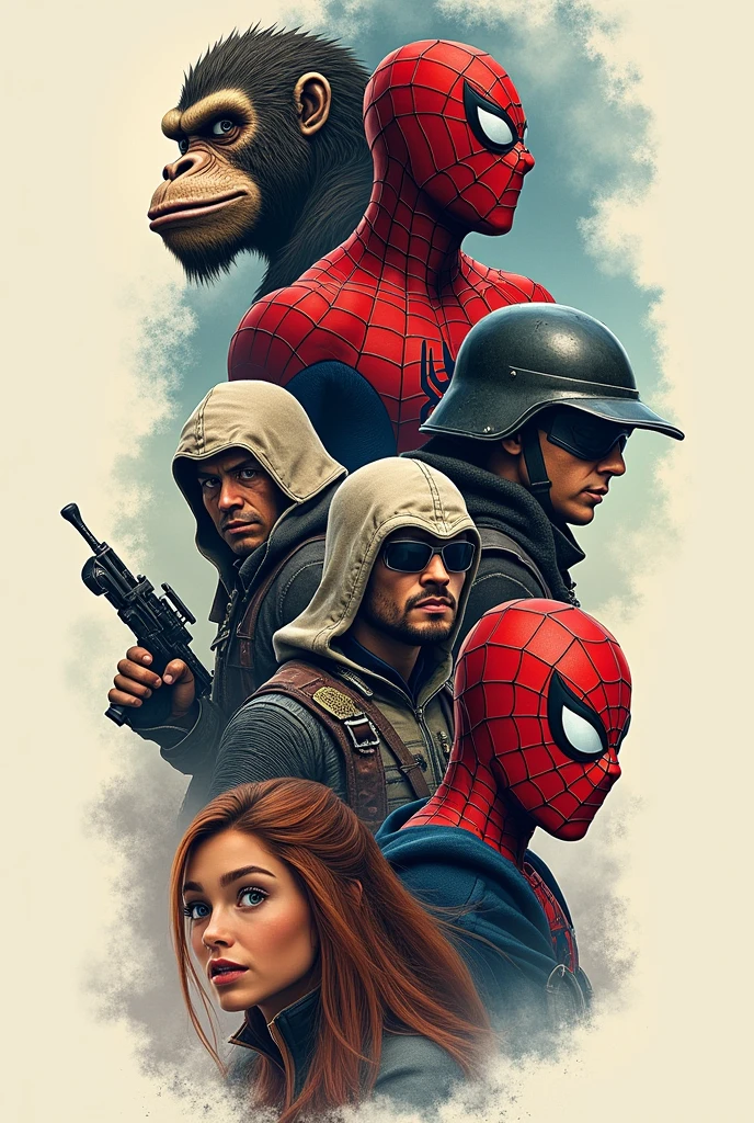 I want to get a tattoo with characters: Skyrim, donkey kong, Spider man, assassins creed e battlefield 4. It has to be vertical and 15cm. But without mixing the themes