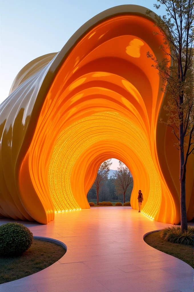 Architectural pavilion that has as its main idea the characteristics of a marigold