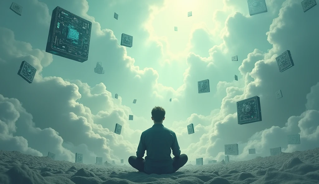 Create an image related to computers and clouds 
