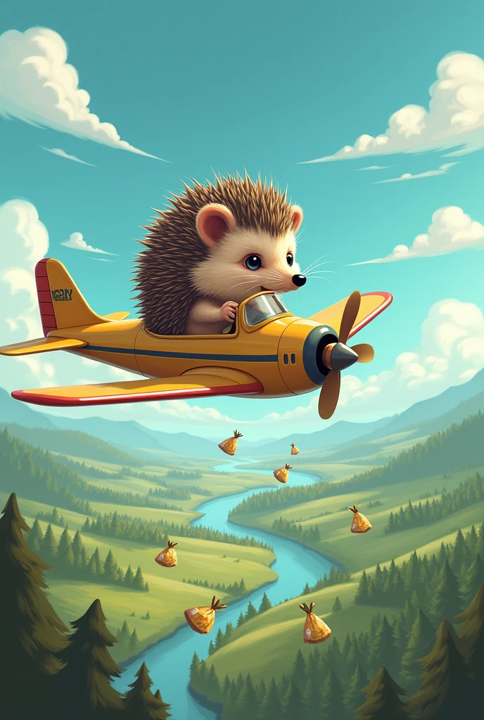 Un 🦔 manejando un avión repartiendo ????????? 