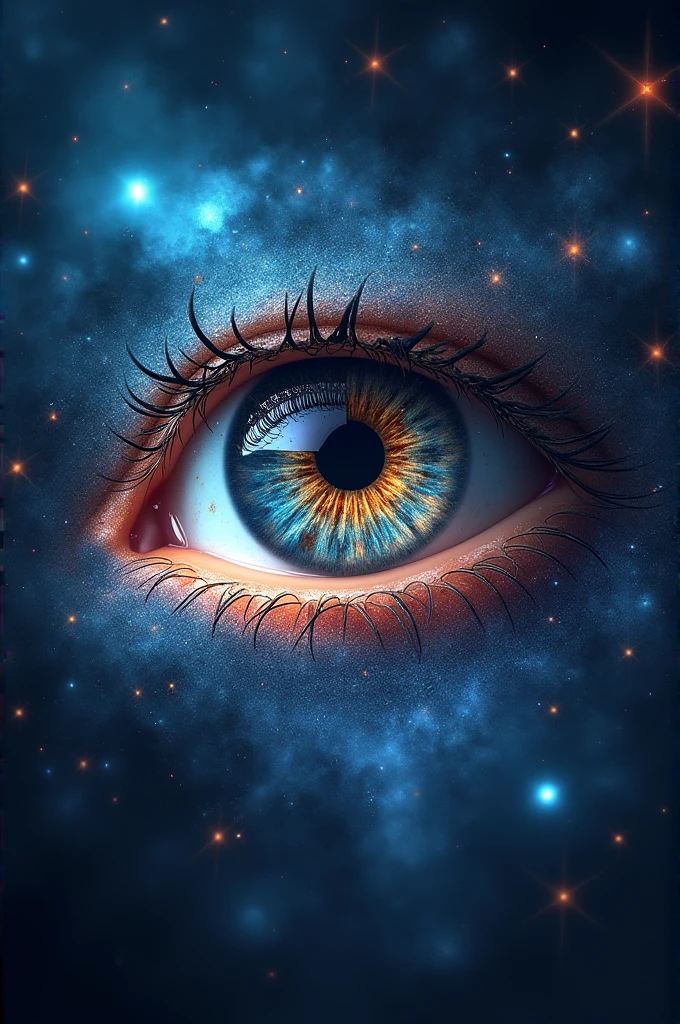 Une photo d'un oeil dans un univers pour un logo