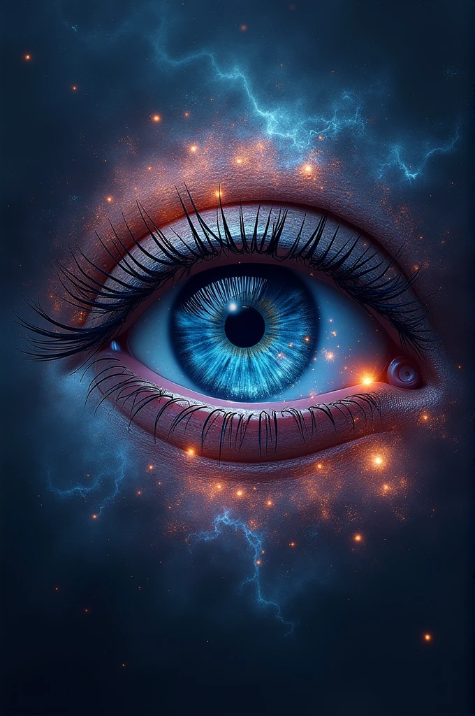 Une photo d'un oeil dans un univers pour un logo