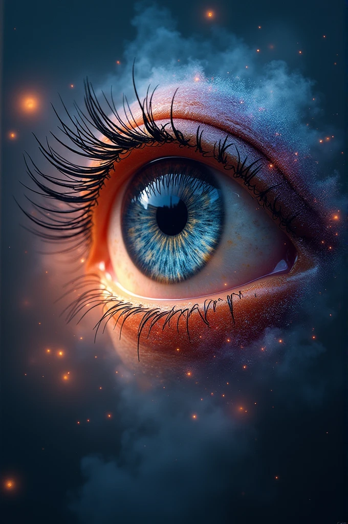 Une photo d'un oeil dans un univers pour un logo