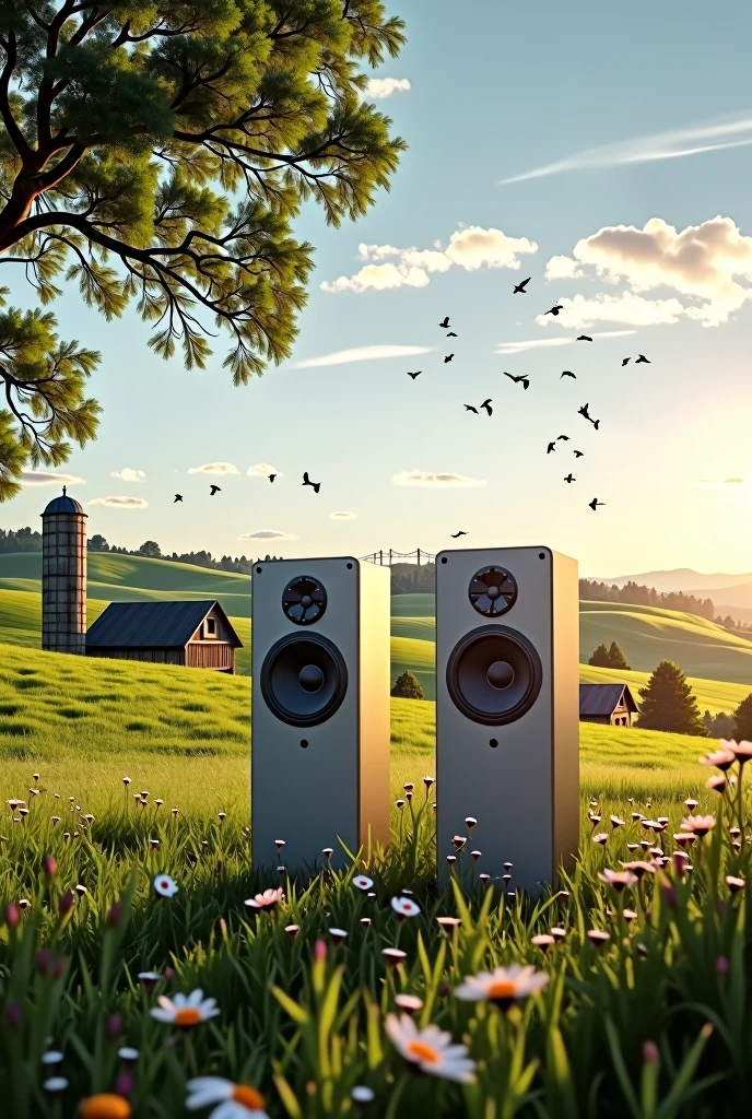 SPEAKERS ON A FARM IN THE COUNTRYSIDE
