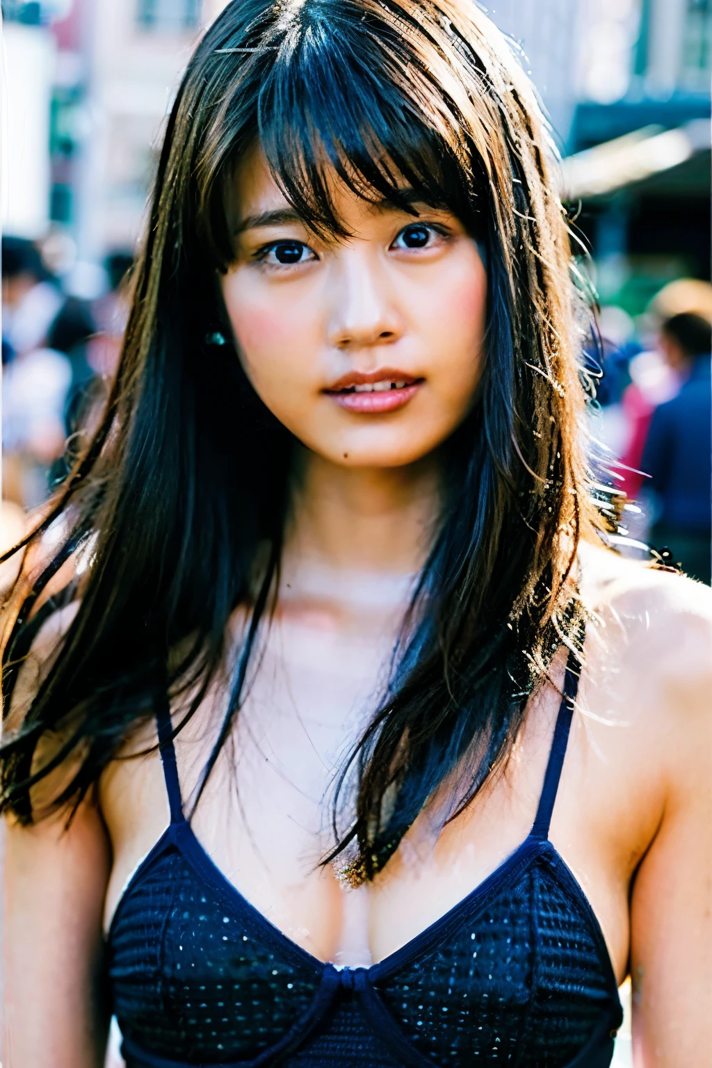 (Realistic, photo-Realistic:1.4), (masterpiece, Highest quality:1.2), RAW Photos, High resolution, Intricate details, Very detailed, Sharp focus, Portraiture, Dynamic pose, alone, One girl, (Slingshot swimwear, Medium chest, Thighs), Pale skin, Detailed face, Detailed eyes, Refined nose, smile, Photo Background, Outdoor,