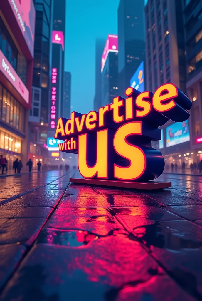 An advertising advertisement with aspect ratio 1:3 of the phrase "advertise with us"