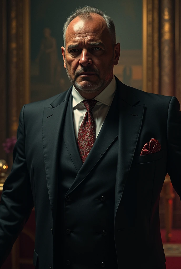 corrupt politician: dark-skinned gentleman, high, with little hair, serious and advantageous.