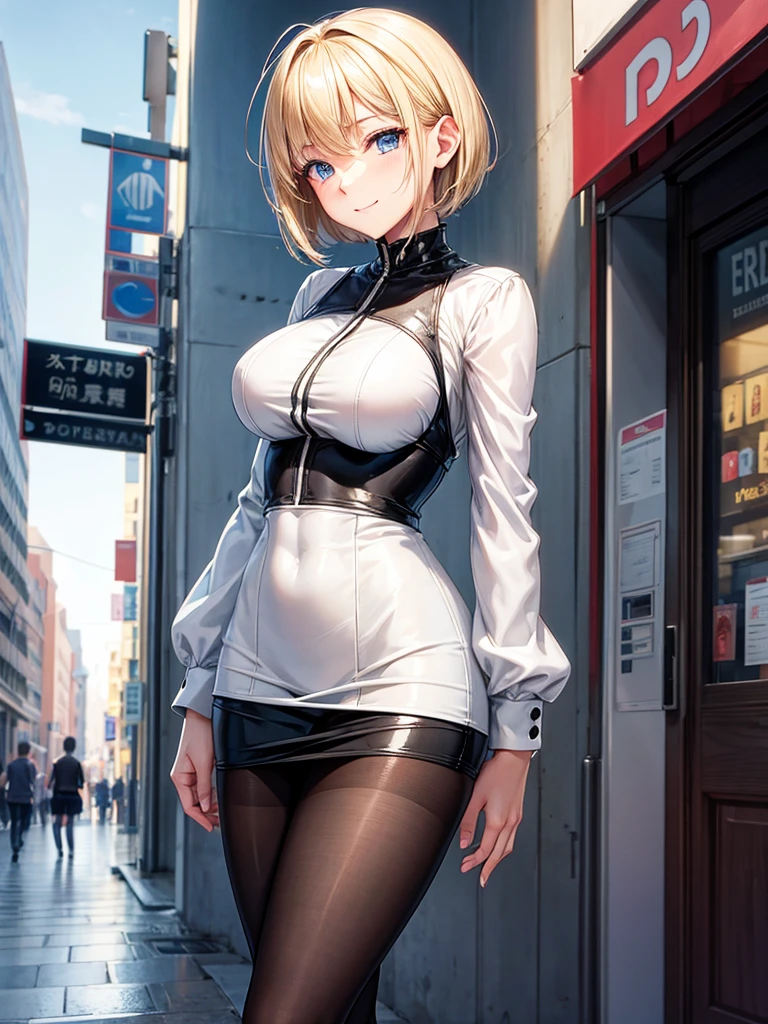 20 years old woman, milf, beautiful, short blonde hair, blue eyes, pale white skin, amazing Body, big breasts, thick thighs, milkmaid, super micro small translucent open dress, without bra, pose simple, blurred background. No blur lines, perfect lines and details, (masterpiece), small armor that barely covers her. No panties, perfect detailed colors and shadows, full body picture. Erotic woman, most erotic and sexy girl on the planet, nsfw, most beautiful face, deep cameltoe, showing nipples, nsfw, in the top of a building, small sexy bra armor