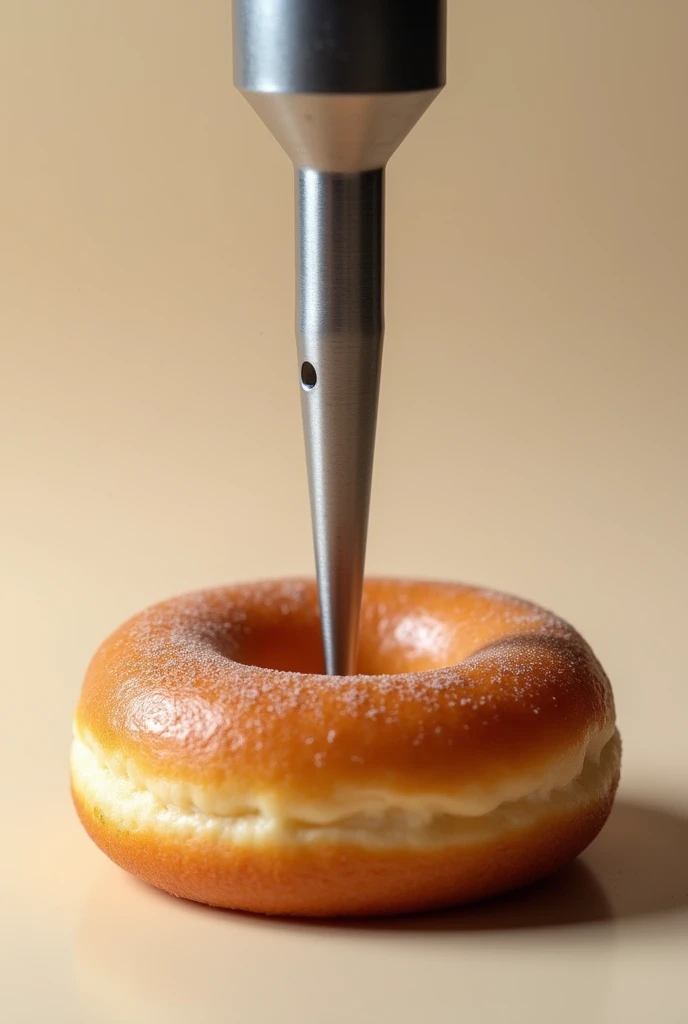 A metal rod penetrating a donut through the hole