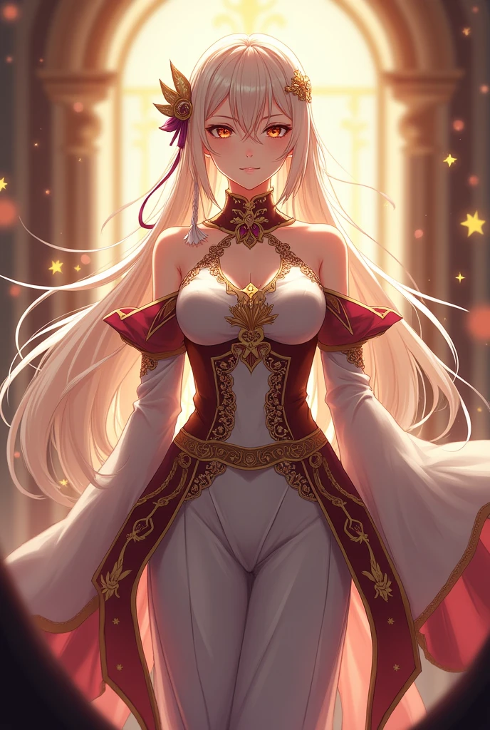 The named Furina. She's from Genshin Impact. She is the archon of Fontaine. Everyone loves her cause she's so beautiful and she is representative of justice