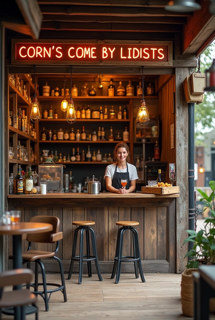 Rustic cocktail and corn dog shop