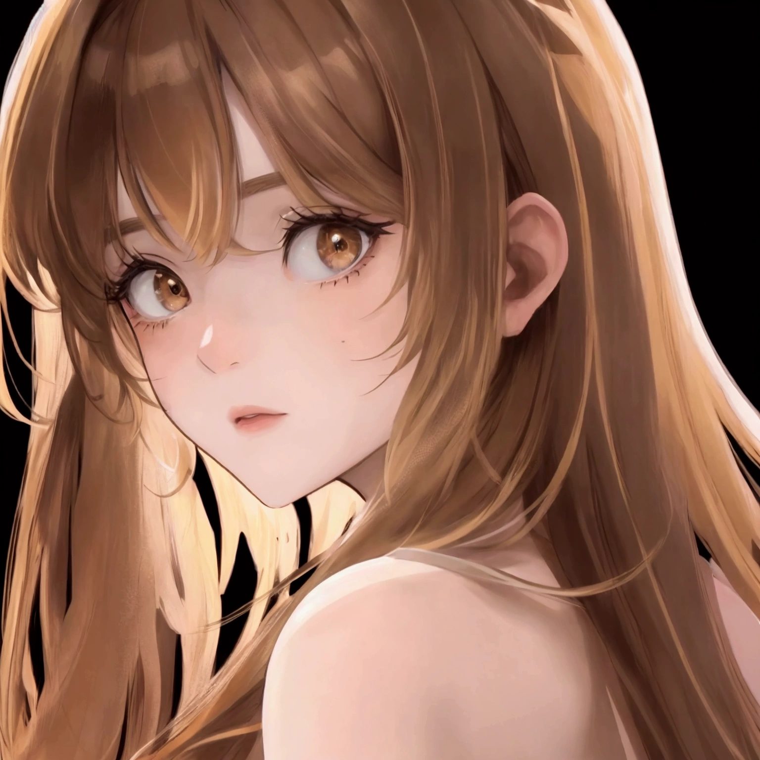 Highest quality, masterpiece, 8K, anime, High resolution, close up, brown hair with blonde highlights, light brown eyes