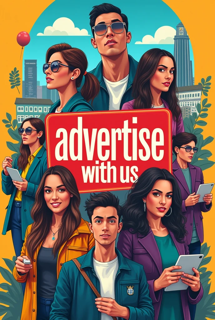 A creative advertising campaign and the phrase "advertise with us" written in Portuguese