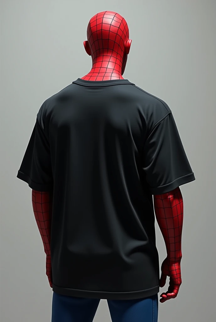 Spider man wearing the black plane oversized t shirt back side 

