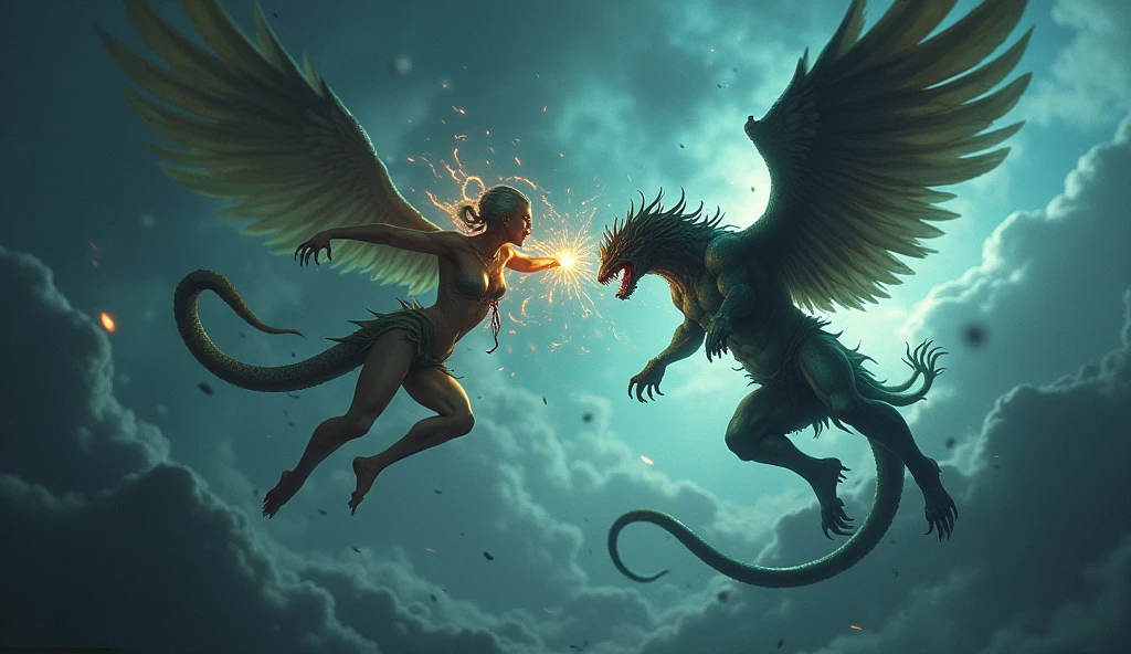 Krasue and Krahang in Thai novels They are fighting in the air.
