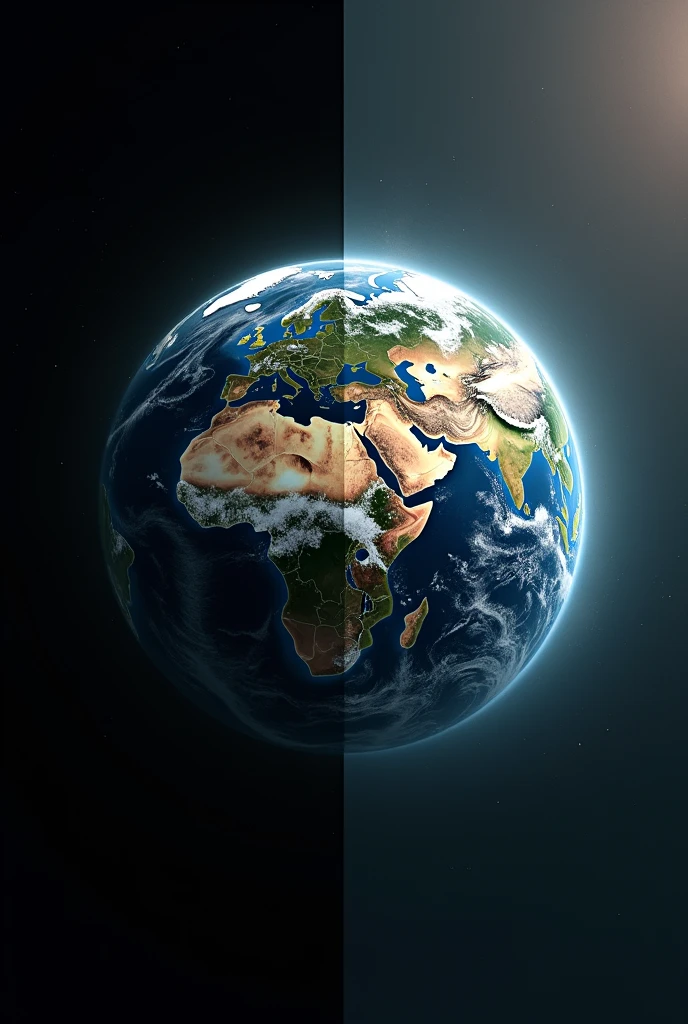 I would like to create a half black and white image and the other half in color of the planet Earth.