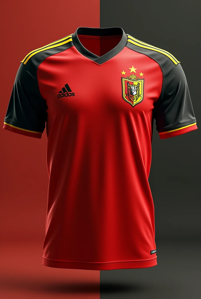 In high quality, a Belgium national team shirt, an exclusive model with the adidas logo and the current Belgium logo. Retro, old model. 
