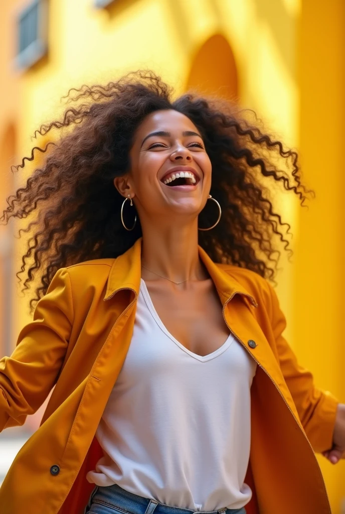 a very excited woman
