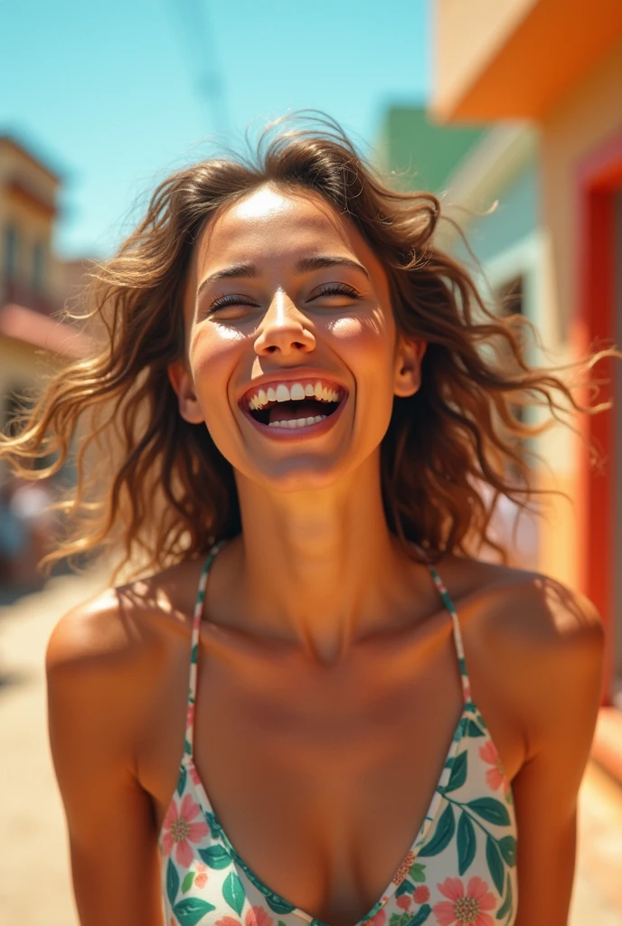 a very excited woman