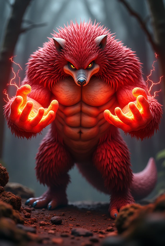 Knuckles The Muscular Echidna with Red Lighted Hands 