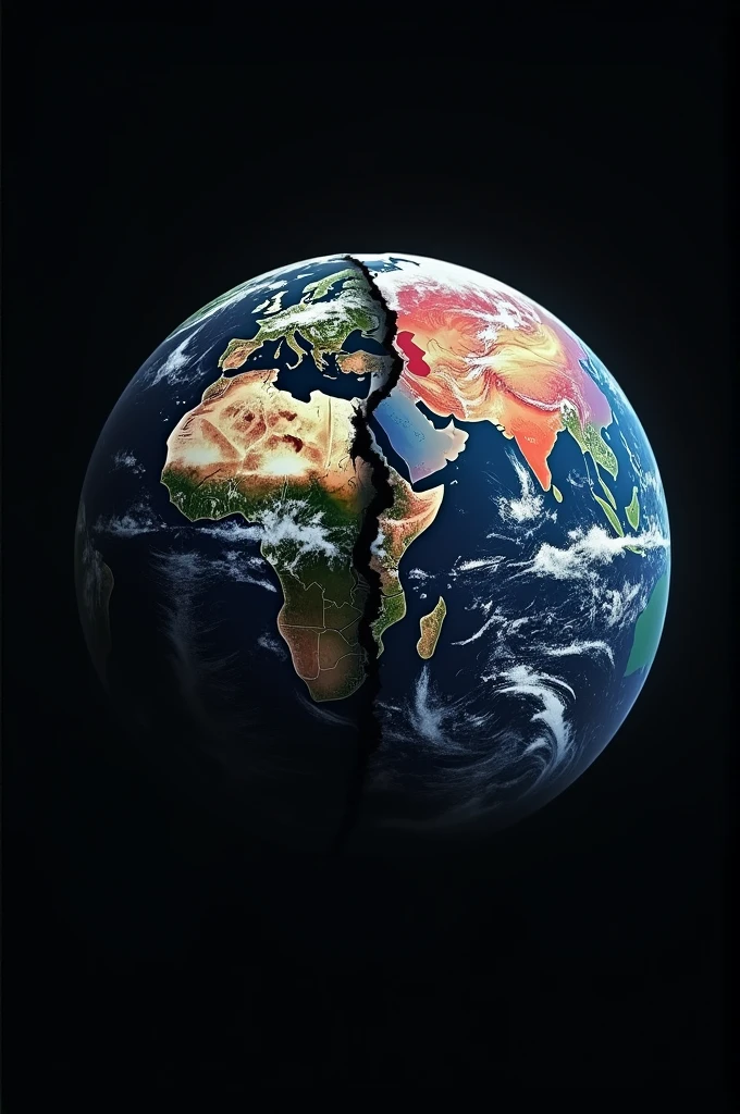 Image of the earth in half black and white and the other half in color. It's for an album cover