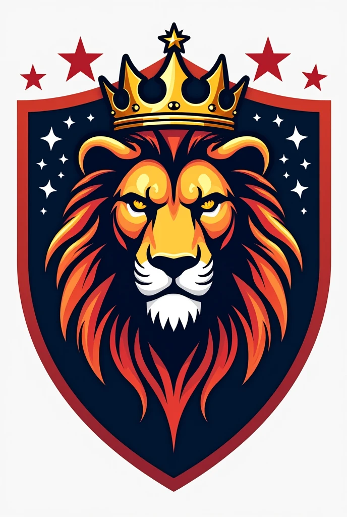 FC Lions football logo with a lion wearing a crown. The logo has stars around it.