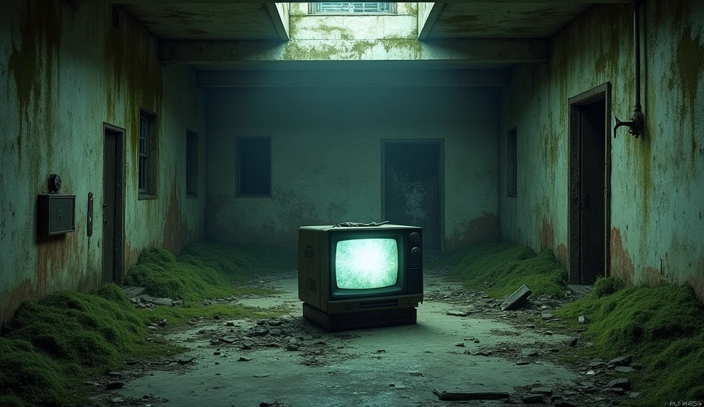 Abandoned building with an old TV