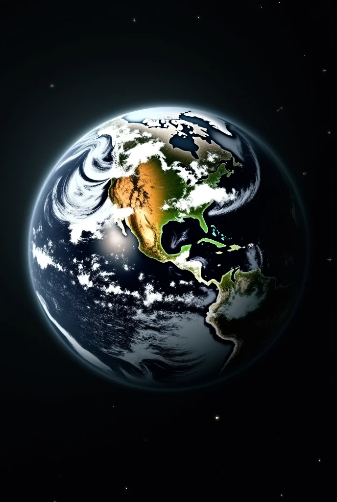 Image of the earth in half black and white and the other half in color. 
