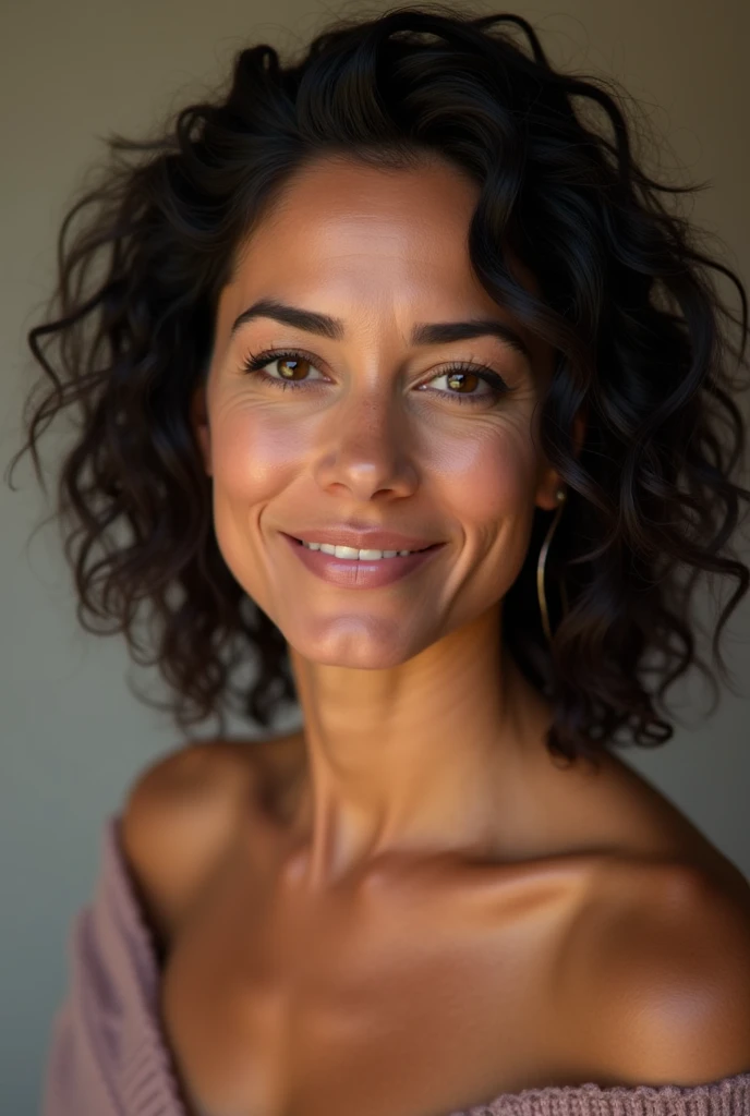 Caucasian female, age 45, latina. curly hair