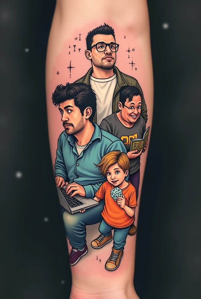 I want to get a tattoo with nerd characters. It has to be vertical and 15cm on the forearm. But without mixing the themes
