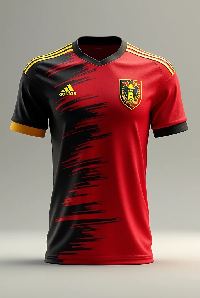 In high quality a Belgium national team shirt an exclusive model with adidas logo and current Belgium logo Retro old model 2010 red black and yellow with stripes