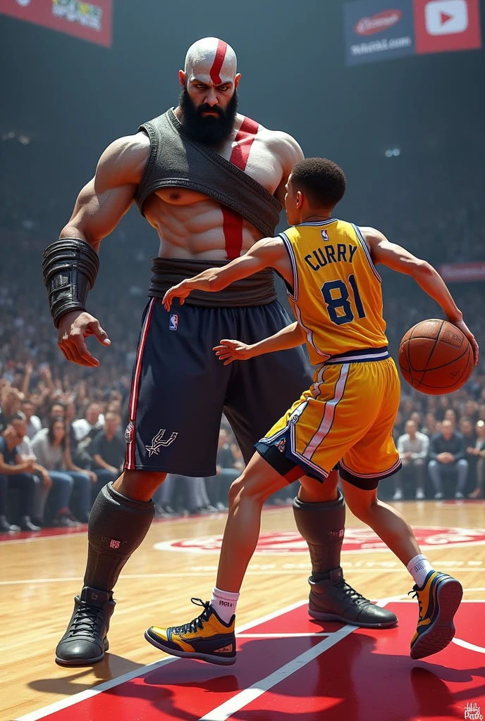 Kratos in the Spurs uniform playing against Steven Curry