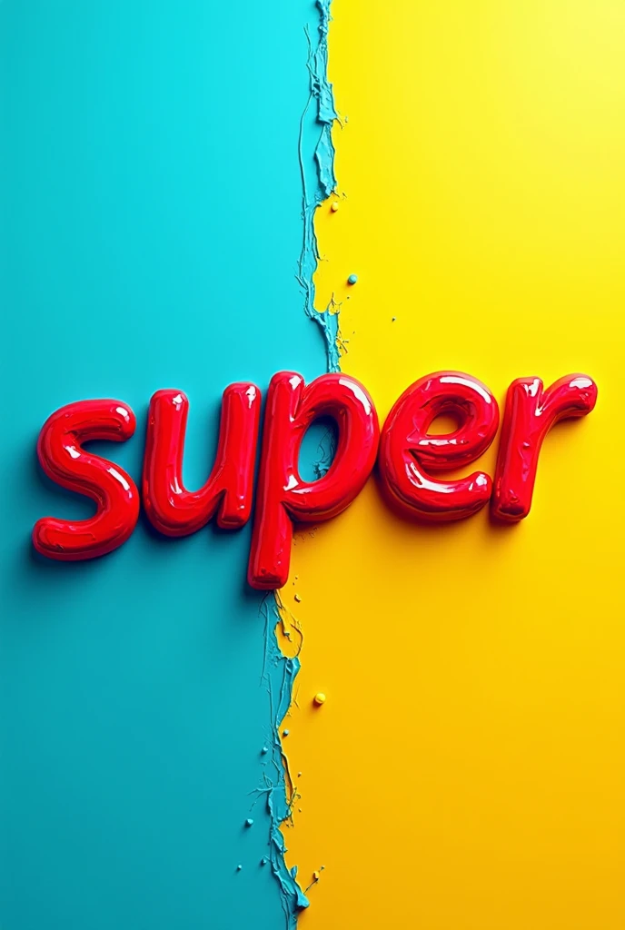 A written birthday logo written " Super" in red tones, azul e amarelo