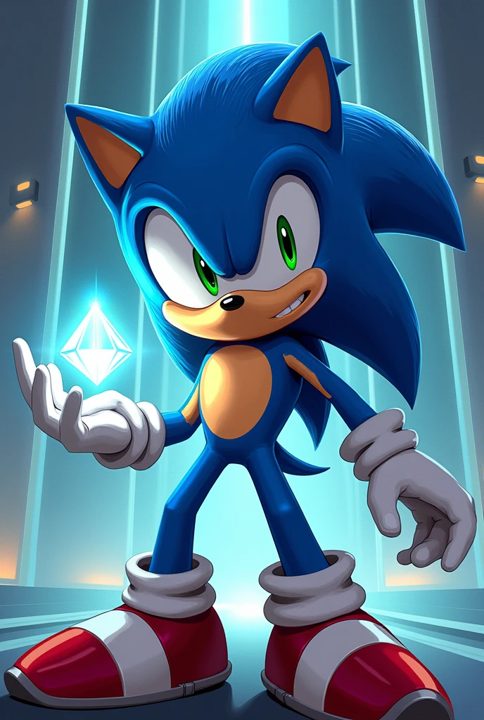 Sonic The Cyan hedgehog with a diamond in his hand