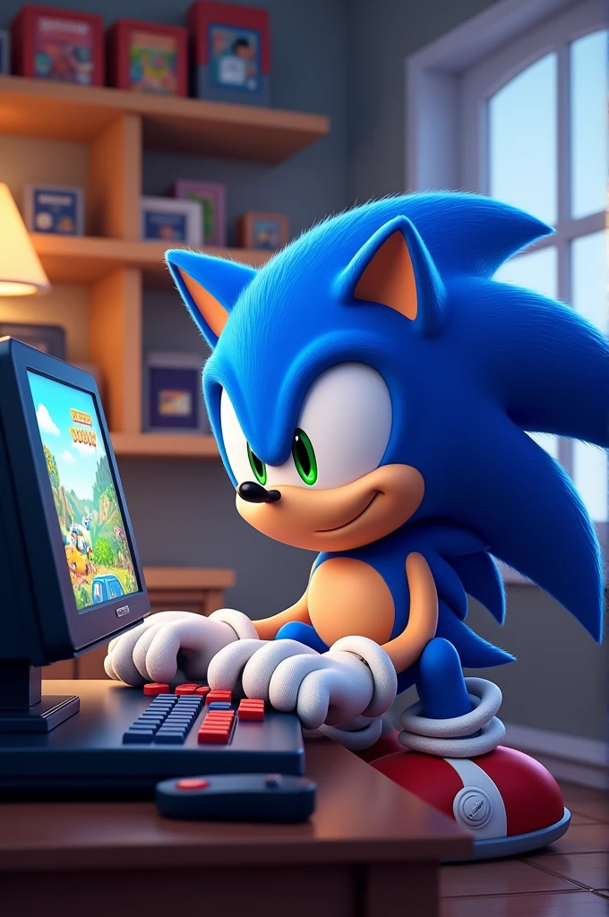 Sonic playing video games