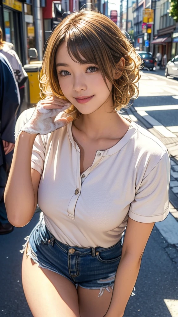 ((shoulder bag strapを肩から斜めに胸の谷間の上へ通す,Paisura)),random pose, mix 4, (8K, Raw photo, highest quality, masterpiece: 1.2), (realistic, realistic: 1.37), a girl, cute, cityscape, night, rain, Wet, professional lighting, photon mapping, radio city, Physically based rendering, gradient brunette, gray hair, short curls, good looking, girl, White jersey, high quality photos, High resolution, 1080p, (clean face), (Detailed facial description), (Detailed hand explanation), (masterpiece), (Detailed CG), extreme light and shadow, messy hair, masterpiece, Rich details, (detailed facial features), (highest qualityの写真), (masterpiece), (fine eyes), looking in front of me, thin clavicle, medium breasts,break,(shoulder bag strap,pass from shoulder to chest,Emphasis on breast bulge,Paisura),