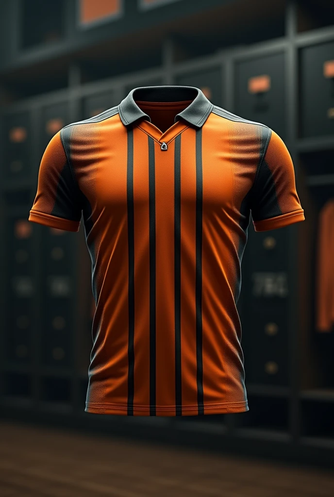 Vintage jersey, stripe, collar, orange black