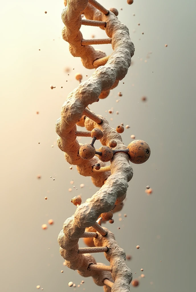 Drawing of a DNA molecule with a caffeine molecule