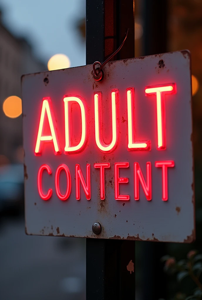 a written sign:Adult Content