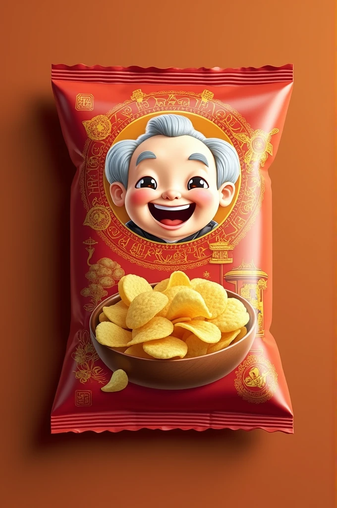A packet of chips whit brand name uncle ji