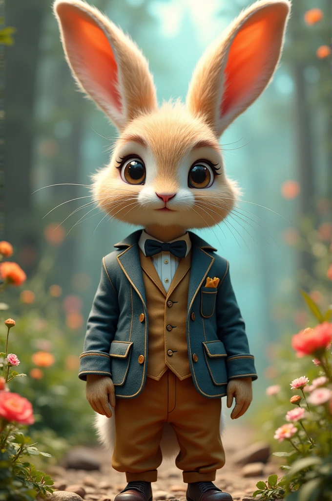 Rabbit with clothes and an animated female body