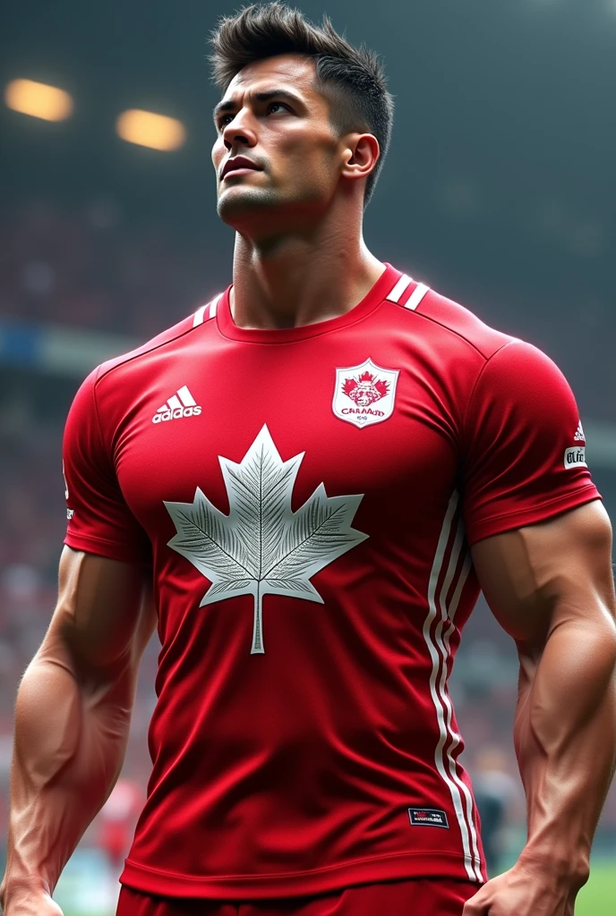Red Canada team jersey with a white dragon 