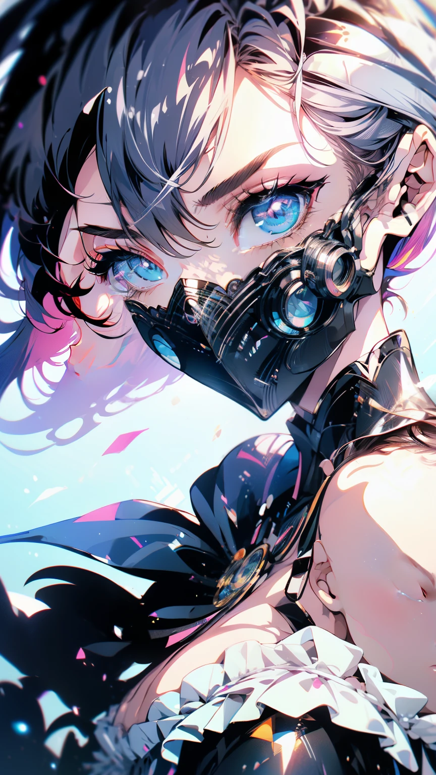 Close-up of a girl with a futuristic design on his face, Badass anime 8 K, yugioh art style, 4k anime wallpapers, 8k anime wallpapers, Anime art wallpaper 8k, 4K anime style, Anime art wallpaper 4k, Anime art wallpaper 4k, 4k anime wallpapers, Eugio art, detailed digital anime art, ((tmasterpiece, best qualityer)), (complex light), Perfect hands, Normal fingers, hyper-detailing, vivd colour.