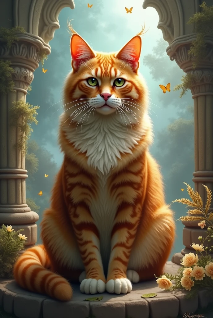 Queen cat , sitting , in the world